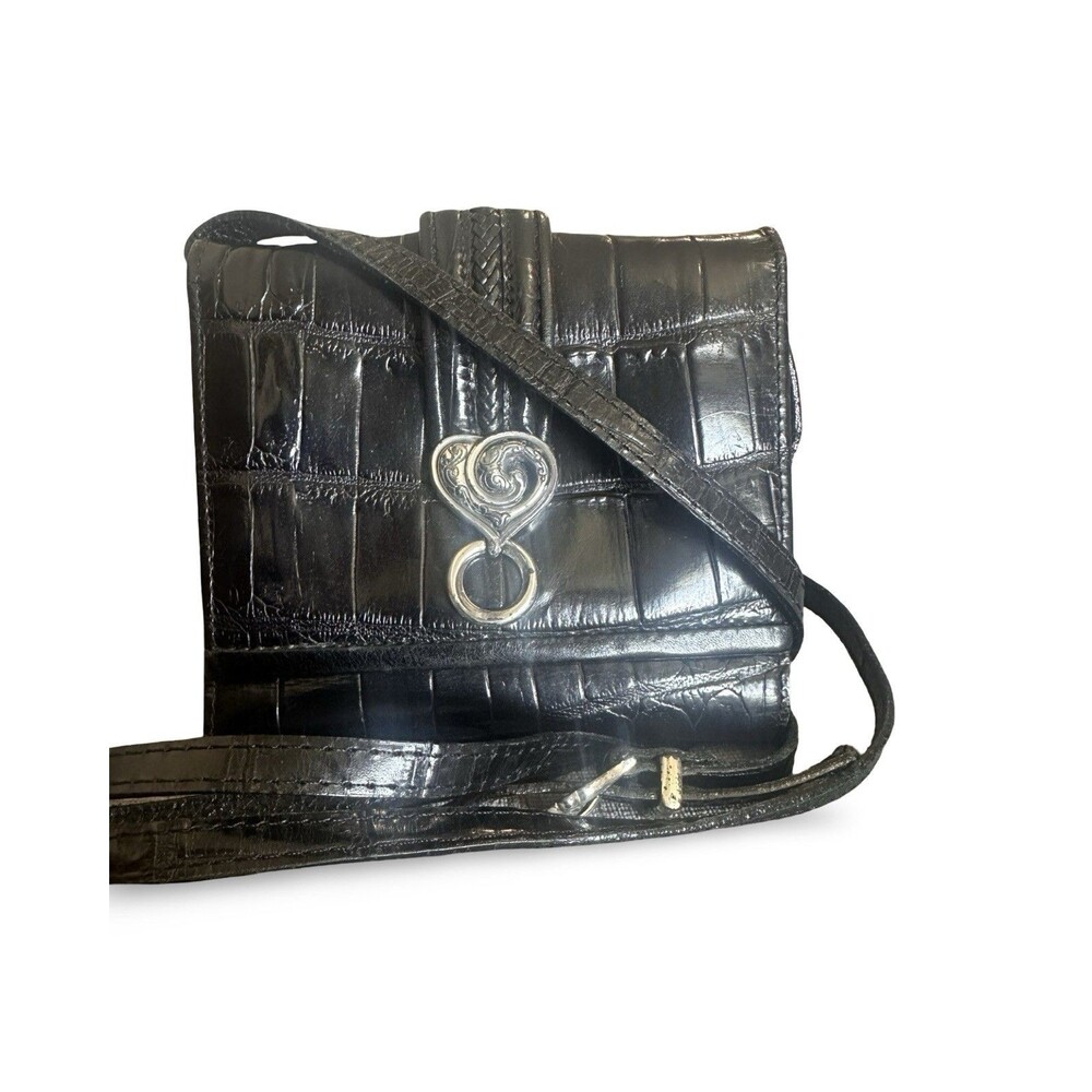 Brighton Black Crocodile leather small crossbody